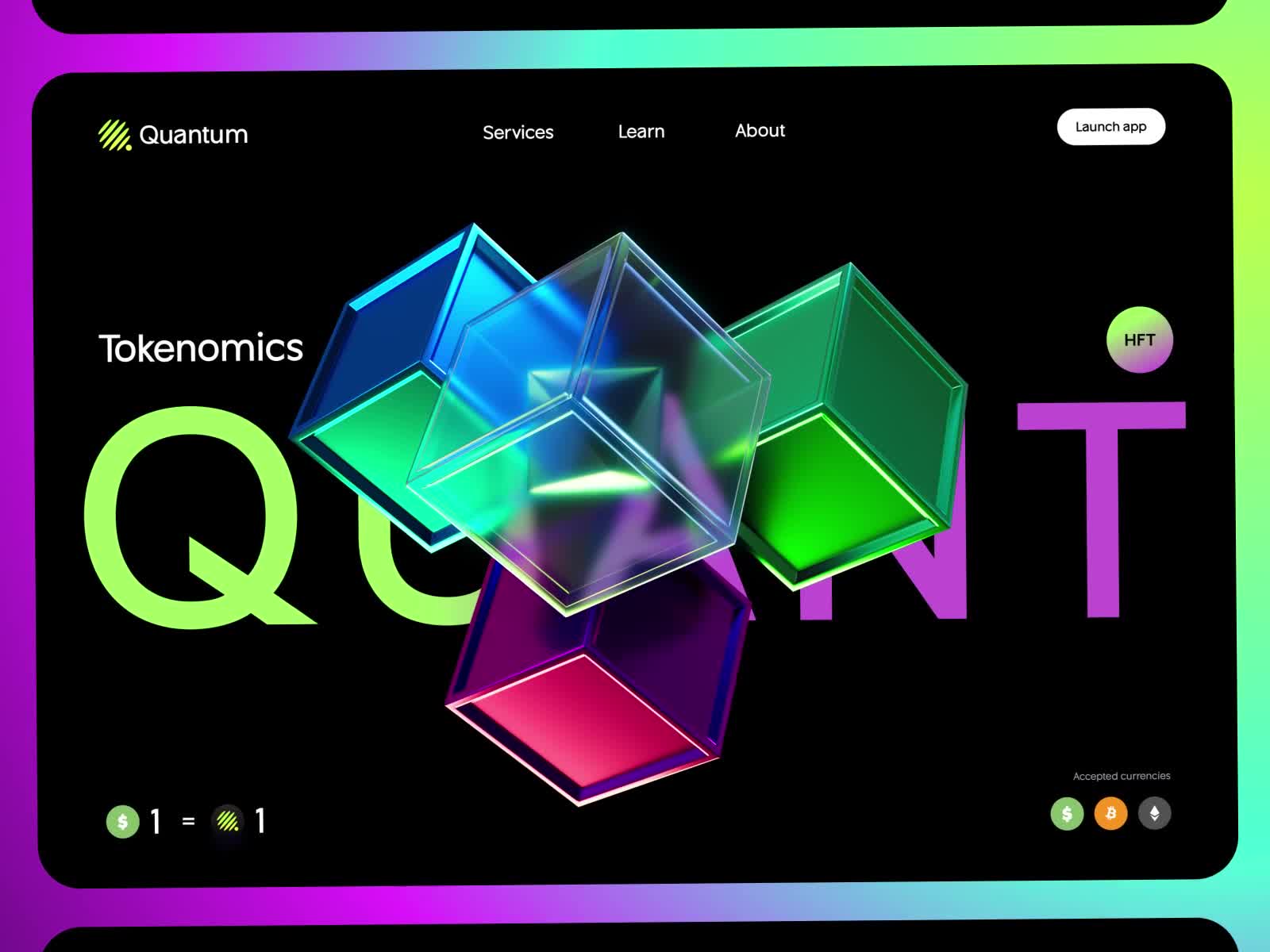 Quantum tokenomics - futuristic Web3 landing
