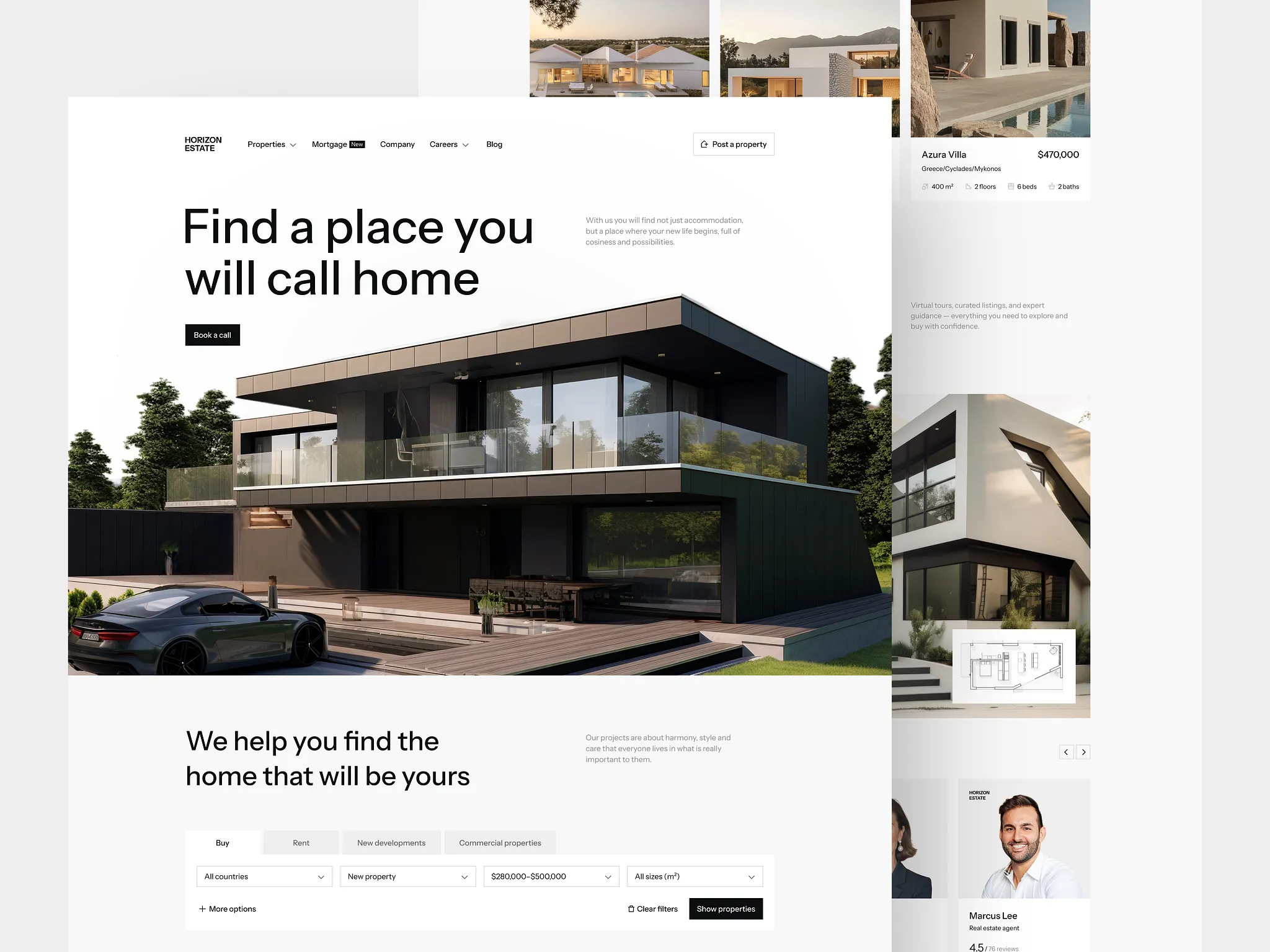Horizon Estate - premium property marketplace UI