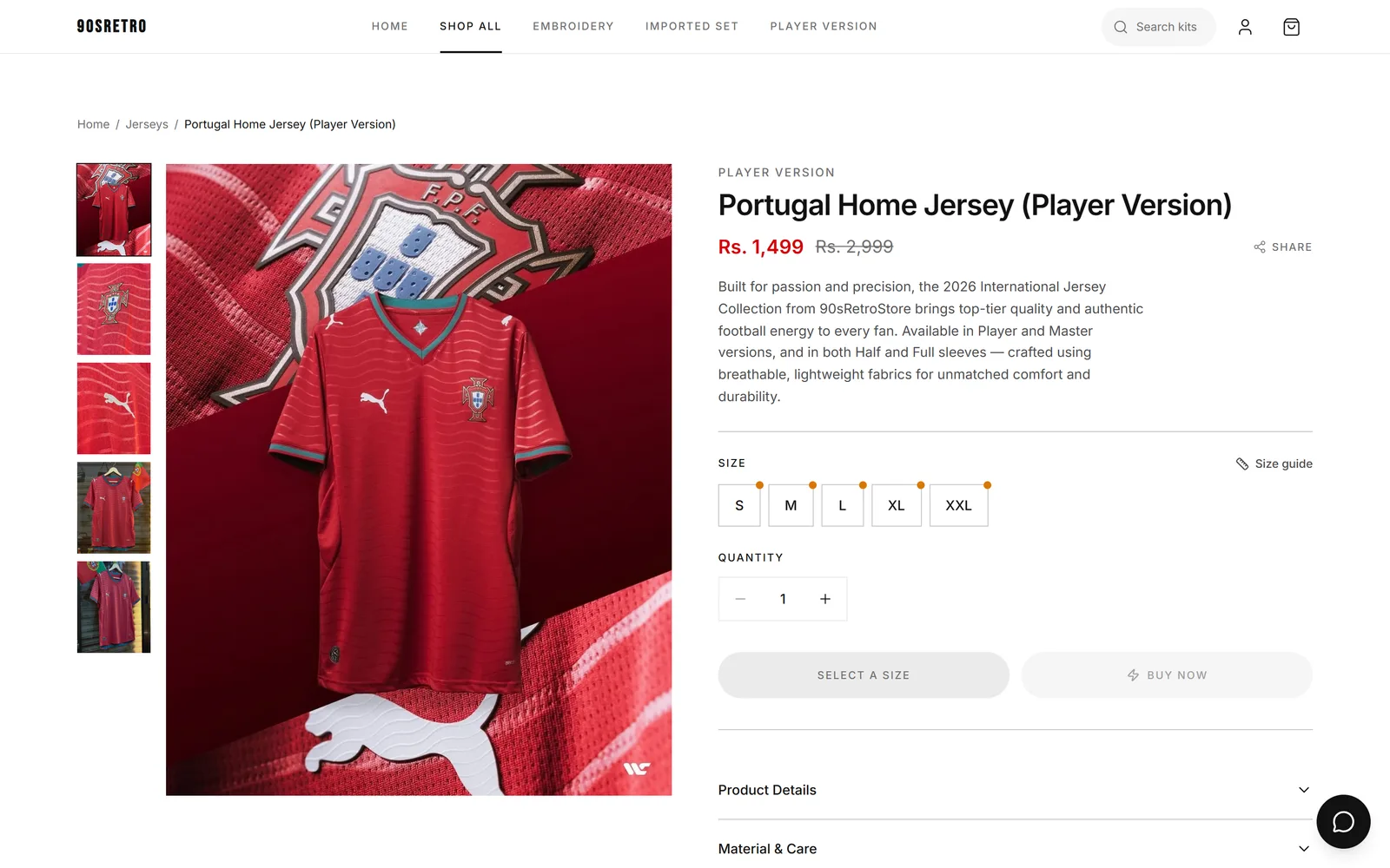 90sRetro, product detail page