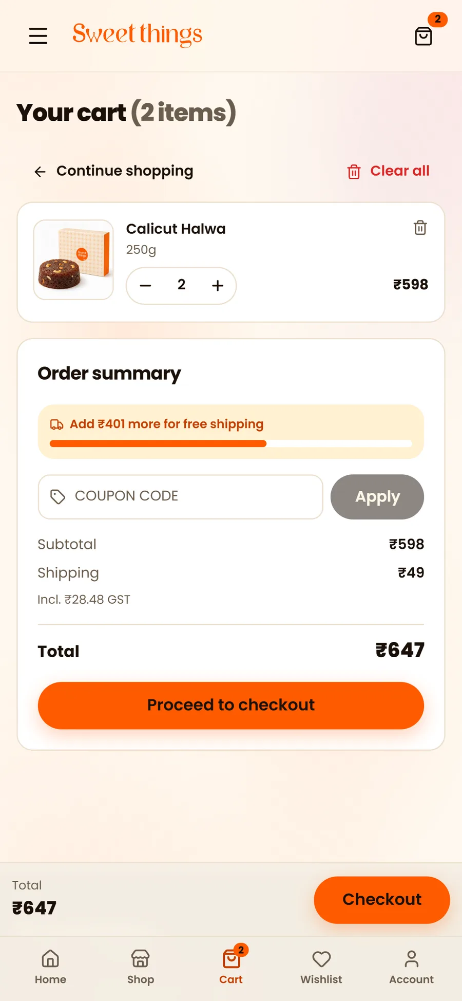 Sweet Things, mobile cart
